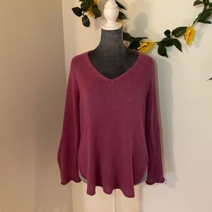 Wooden Ships Knits Purple V Neck Sweater size S/M